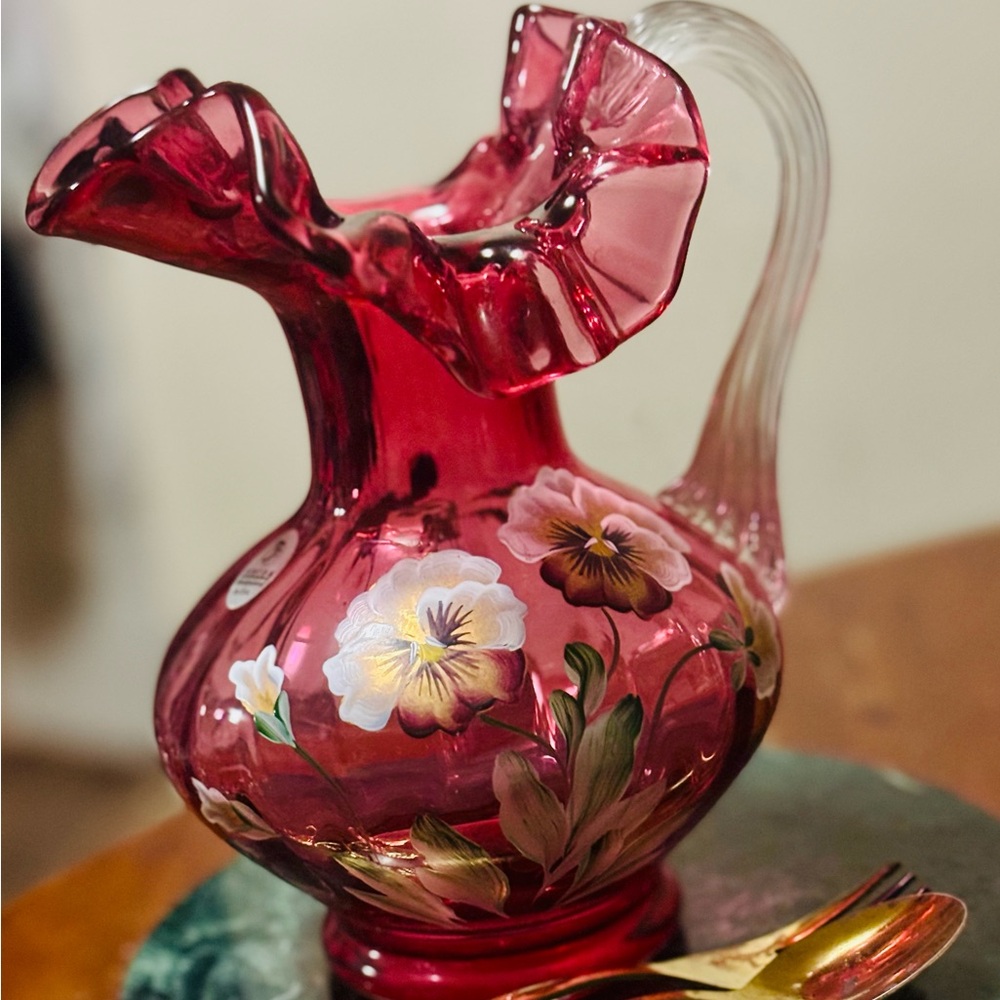 Elegant Fenton Glass with hand painted Art!